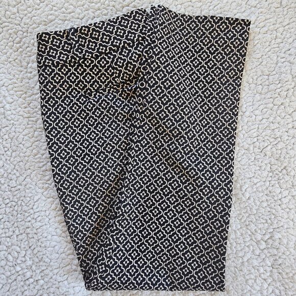 Ann Taylor Loft Petite 8P Black Tan Geometric Print Marisa Skinny Pants - Picture 2 of 5